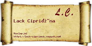 Lack Cipriána névjegykártya